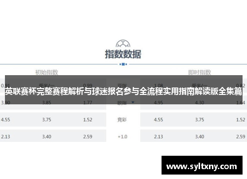 英联赛杯完整赛程解析与球迷报名参与全流程实用指南解读版全集篇